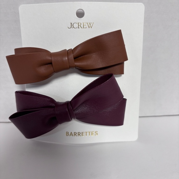 J.Crew Faux Leather Bow Barrette Set of Two - Picture 2 of 4
